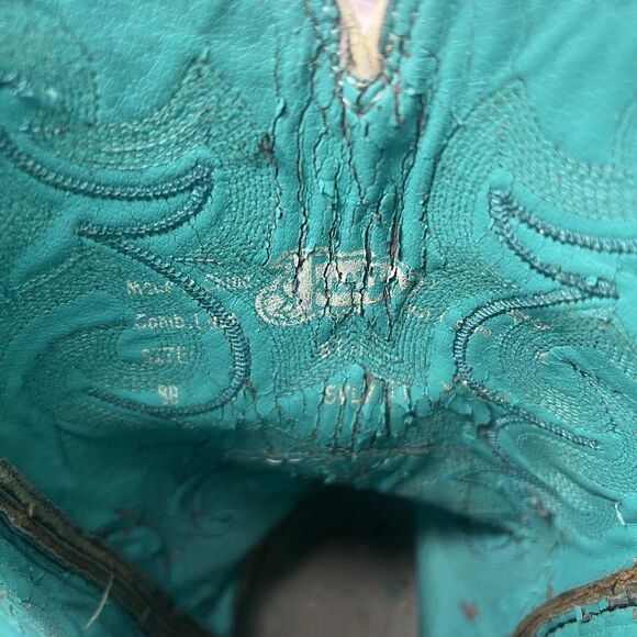 Justin Sevana Brown & Green Leather Square Toe Western Boots SVL7312 Women’s 9 - Picture 7 of 7